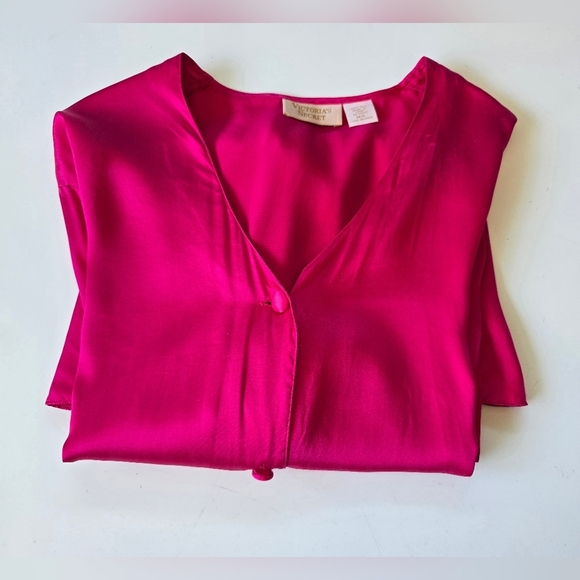 Vntg Victoria's Secret Gold Label Silk Sleep Shirt Dress M/L Pink - Picture 1 of 8